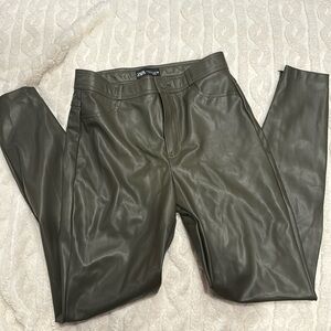 Zara green leather pants, tight fit